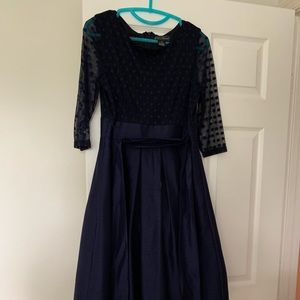 Jessica Howard navy sheer sleeve cocktail dress